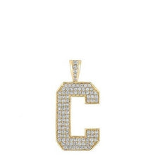 Load image into Gallery viewer, 10K Yellow Gold Block Letter C Initial Diamond Pendant 1.75 CT 1.6&quot;
