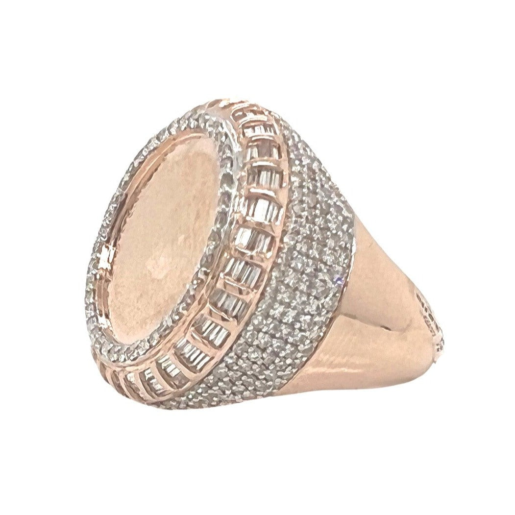 10K Rose Gold 24.5MM Round Memory Frame Baguette Diamond Ring 2.68 CT