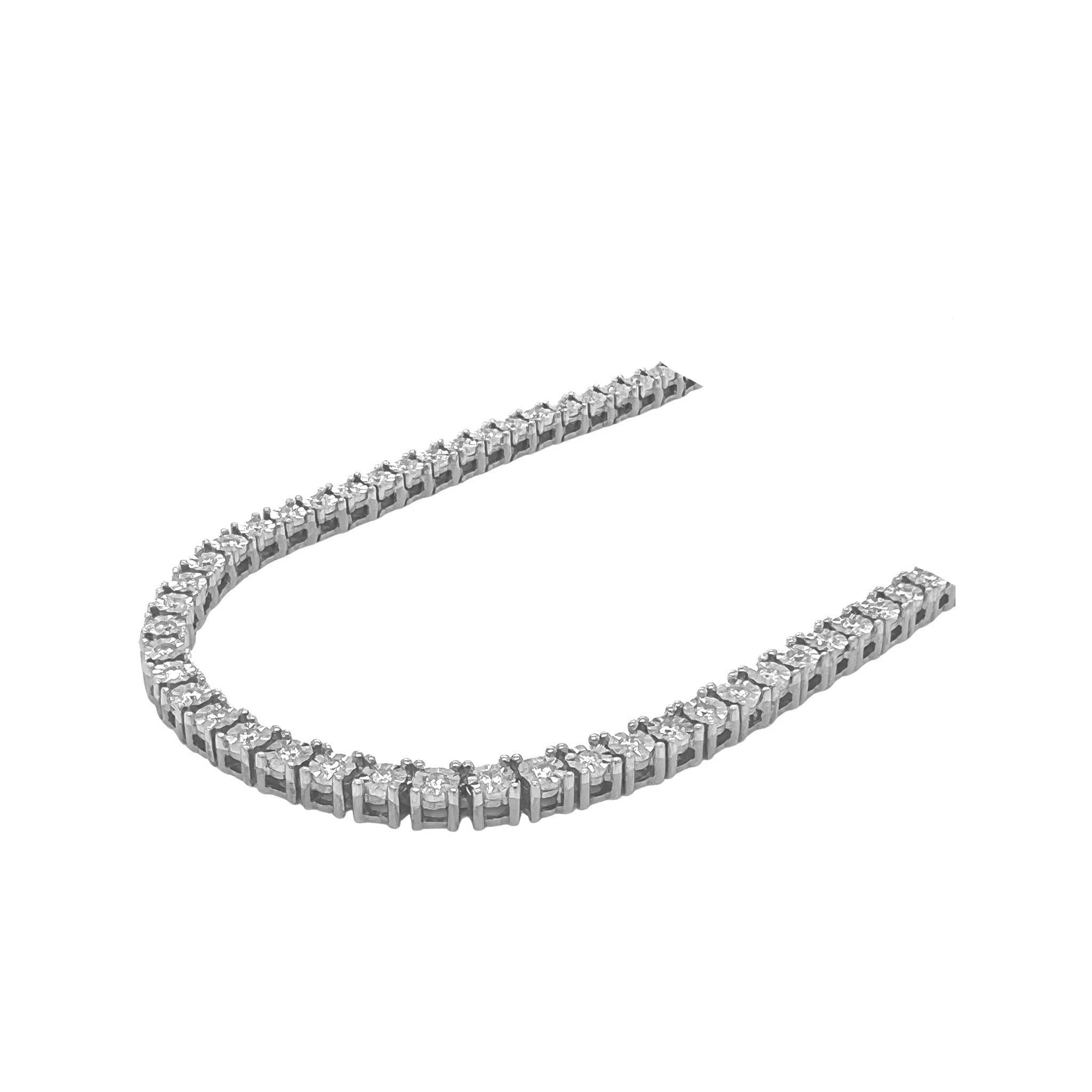 10K White Gold 4MM 1 Row Miracle Tennis Diamond Chain 18-26"
