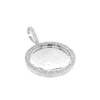 10K White Gold Round Memory Frame 2 Row VS Diamond Pendant 2.68 CT 2.3"
