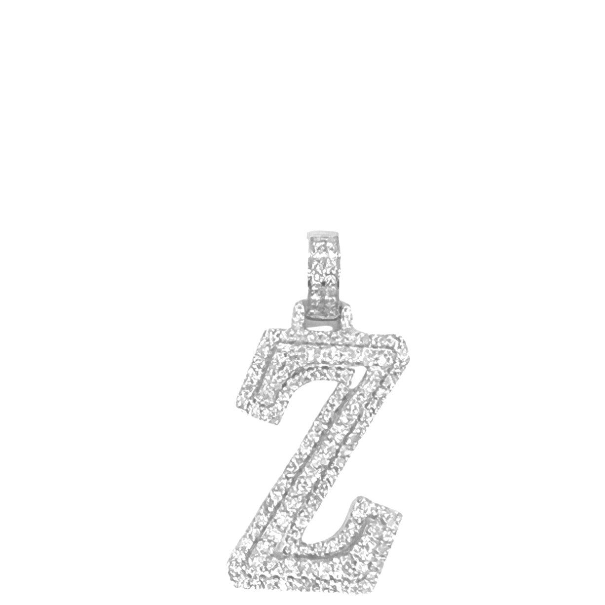 10K White Gold 3D Letter Z Initial Diamond Pendant 1.49 CT 1.5"