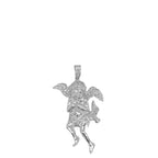 10K White Gold Angel Cherub Diamond Pendant 0.45 CT 1.6"