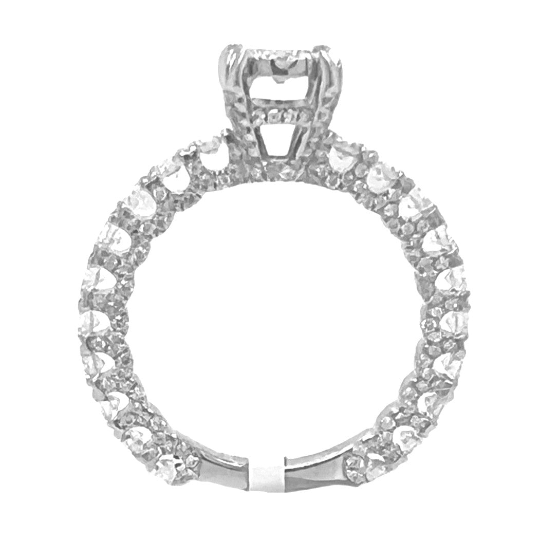 14K White Gold 3D Solitaire 6.5MM Eternity Style Engagement Diamond Ring 1.45 CT