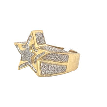 Load image into Gallery viewer, Mens 10K Yellow Gold 3D Star Diamond Ring 2.19 CT
