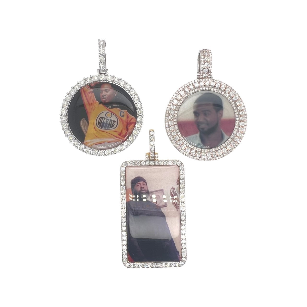 10K White Gold Miami Cuban Memory Frame Diamond Pendant 0.69 CT 1.7"