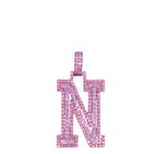 10K Rose White Gold 3D Letter N Initial Diamond Pendant 1.62 CT 1.5"