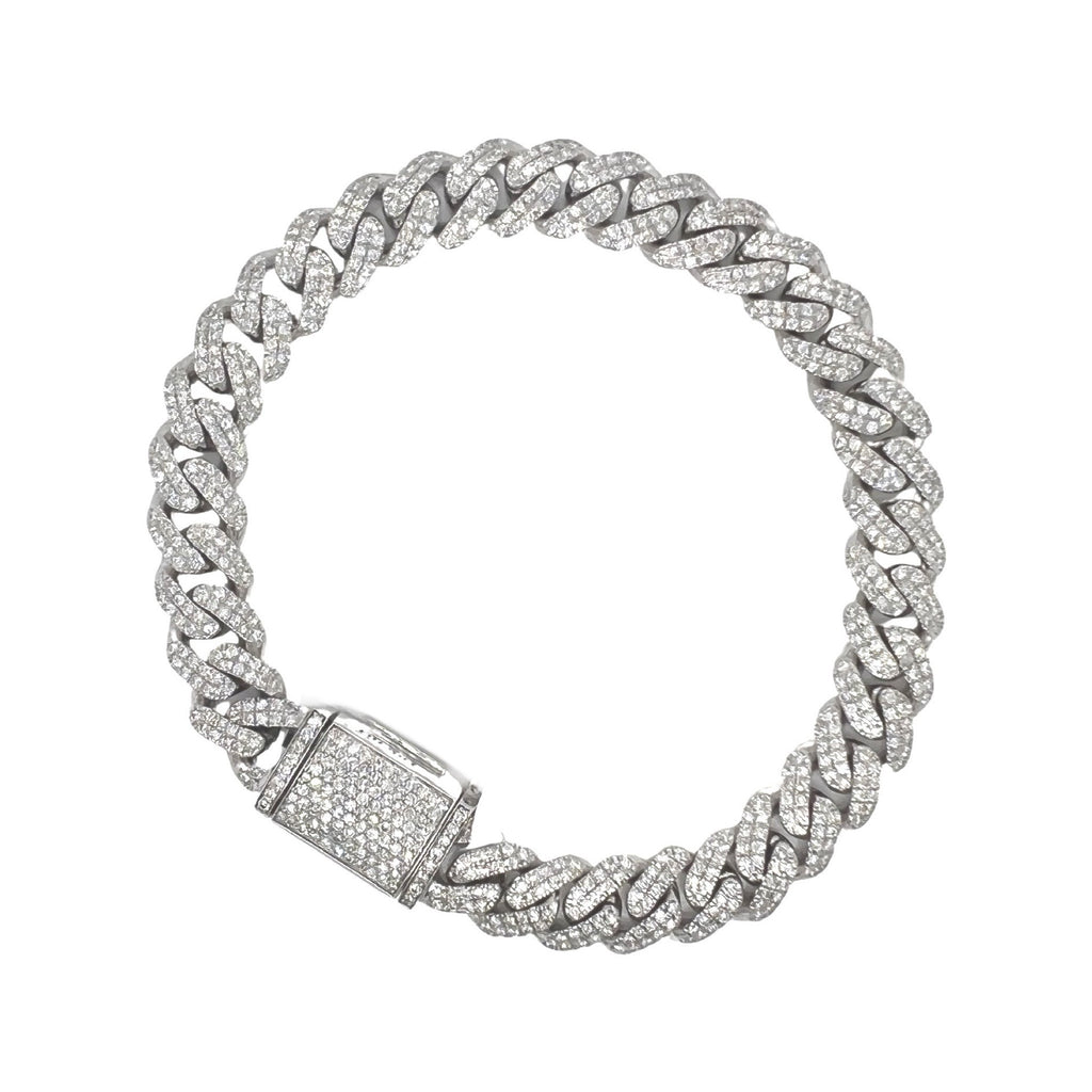 10K White Gold 10MM Miami Cuban Pave Diamond Bracelet 5.44 CT 9"