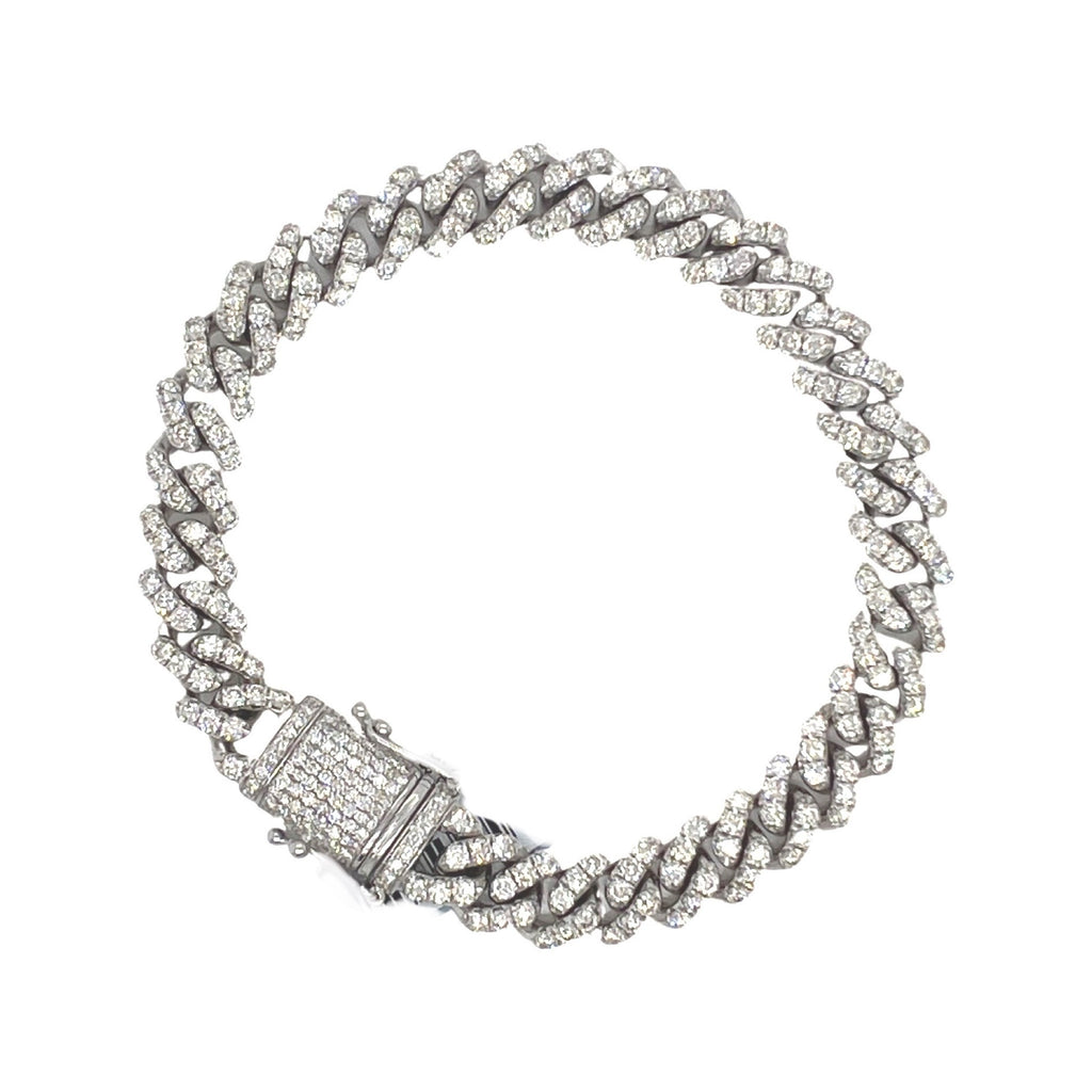 10K White Gold 9MM Miami Cuban Pave Diamond Bracelet 7.86 CT 8"