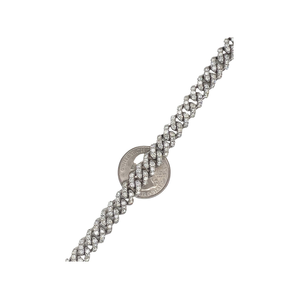 10K White Gold 9MM Miami Cuban Pave Diamond Bracelet 7.86 CT 8"