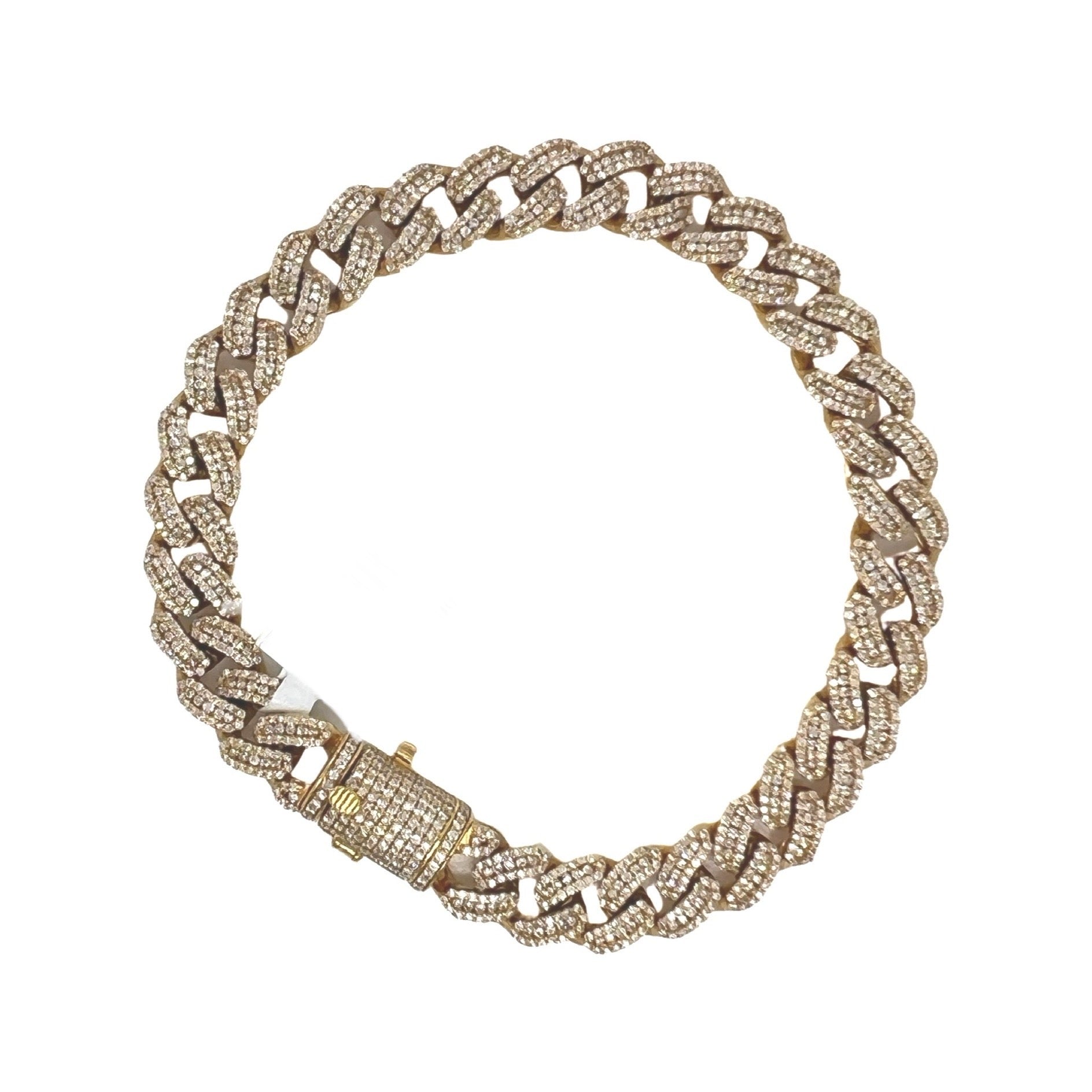 10K Yellow Gold 9.5MM Miami Cuban Pave Diamond Bracelet 5.83 CT 8.5"