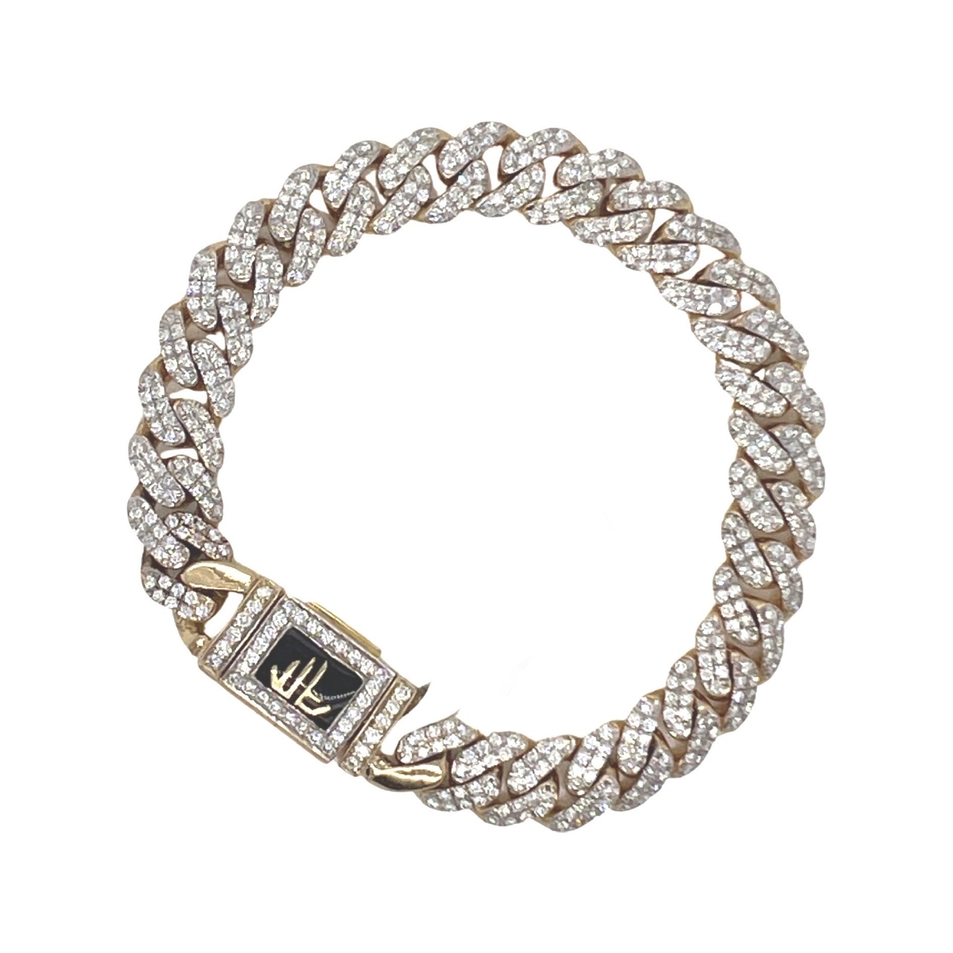 10K Yellow Gold 9MM Miami Cuban Pave Diamond Bracelet 8.35 CT 7"