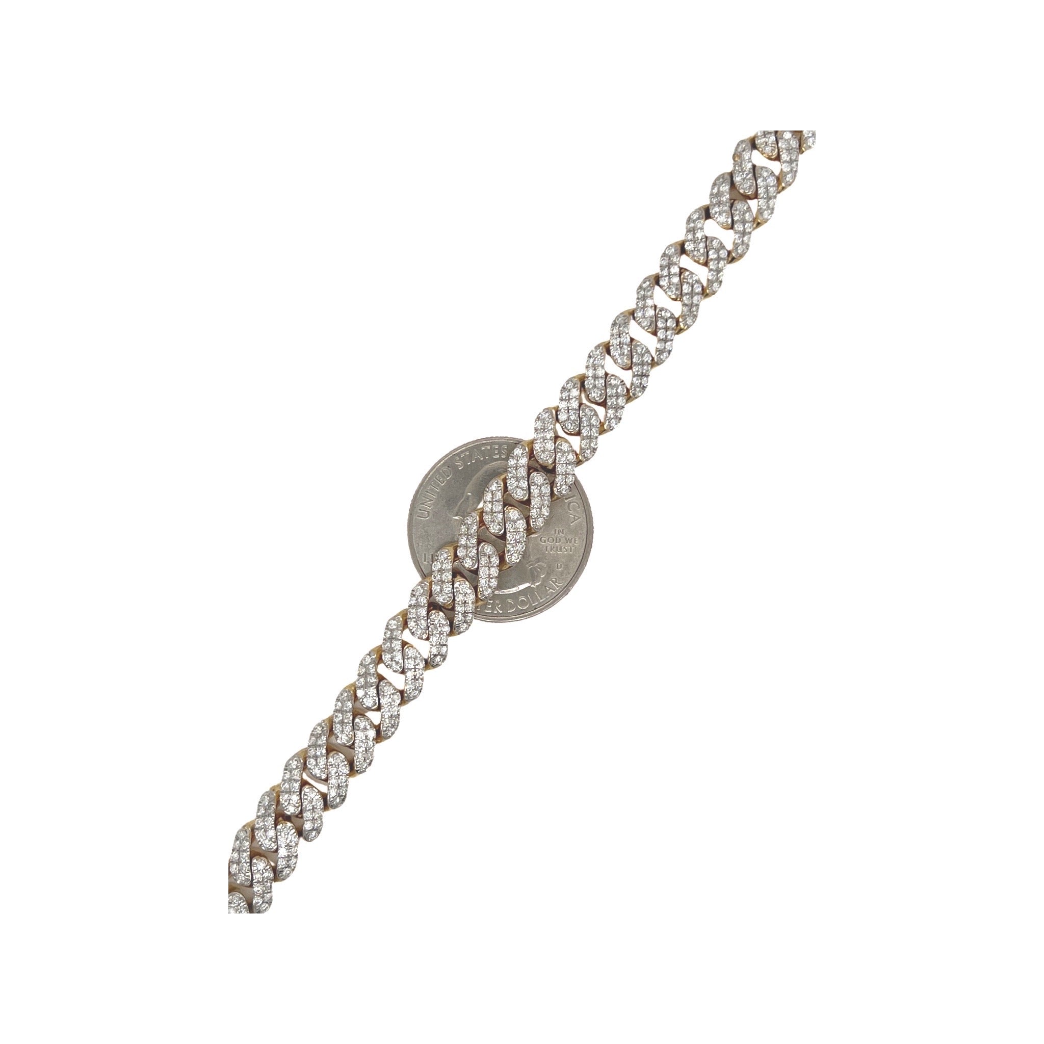 10K Yellow Gold 9MM Miami Cuban Pave Diamond Bracelet 8.35 CT 7"