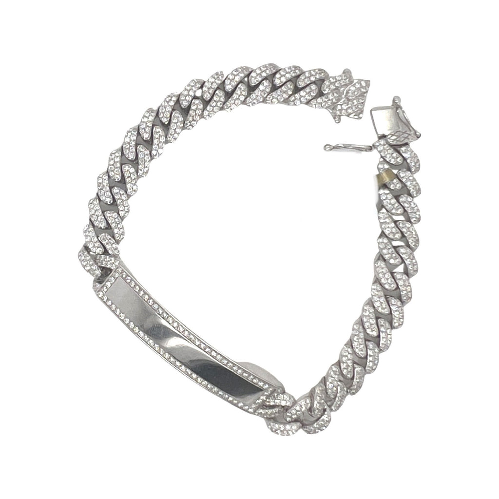 10K White Gold 8.25MM Miami Cuban ID Pave Diamond Bracelet 2.8 CT 7"