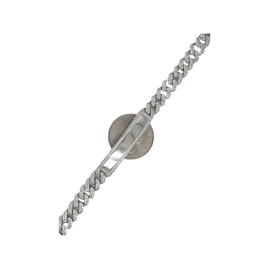 10K White Gold 8.25MM Miami Cuban ID Pave Diamond Bracelet 2.8 CT 7"