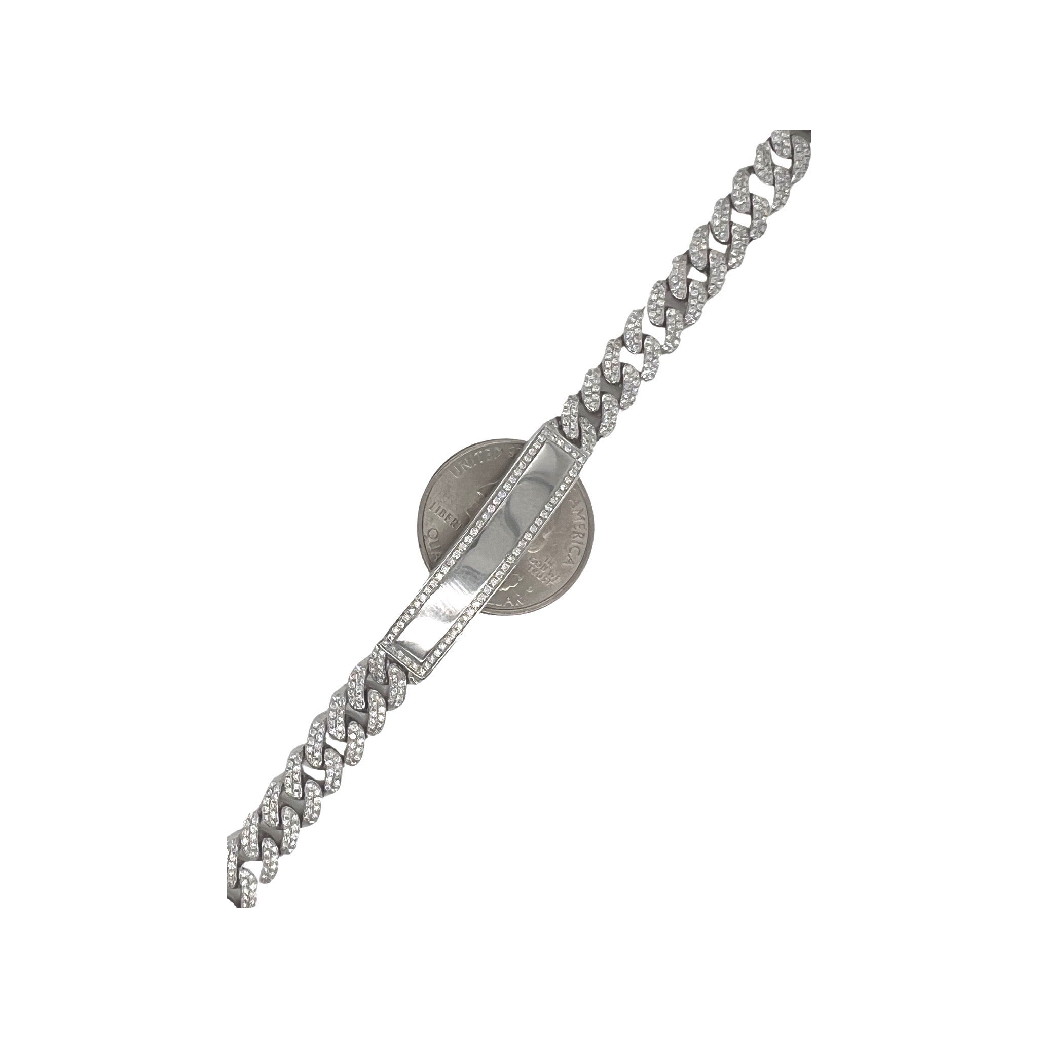 10K White Gold 8.25MM Miami Cuban ID Pave Diamond Bracelet 2.8 CT 7"