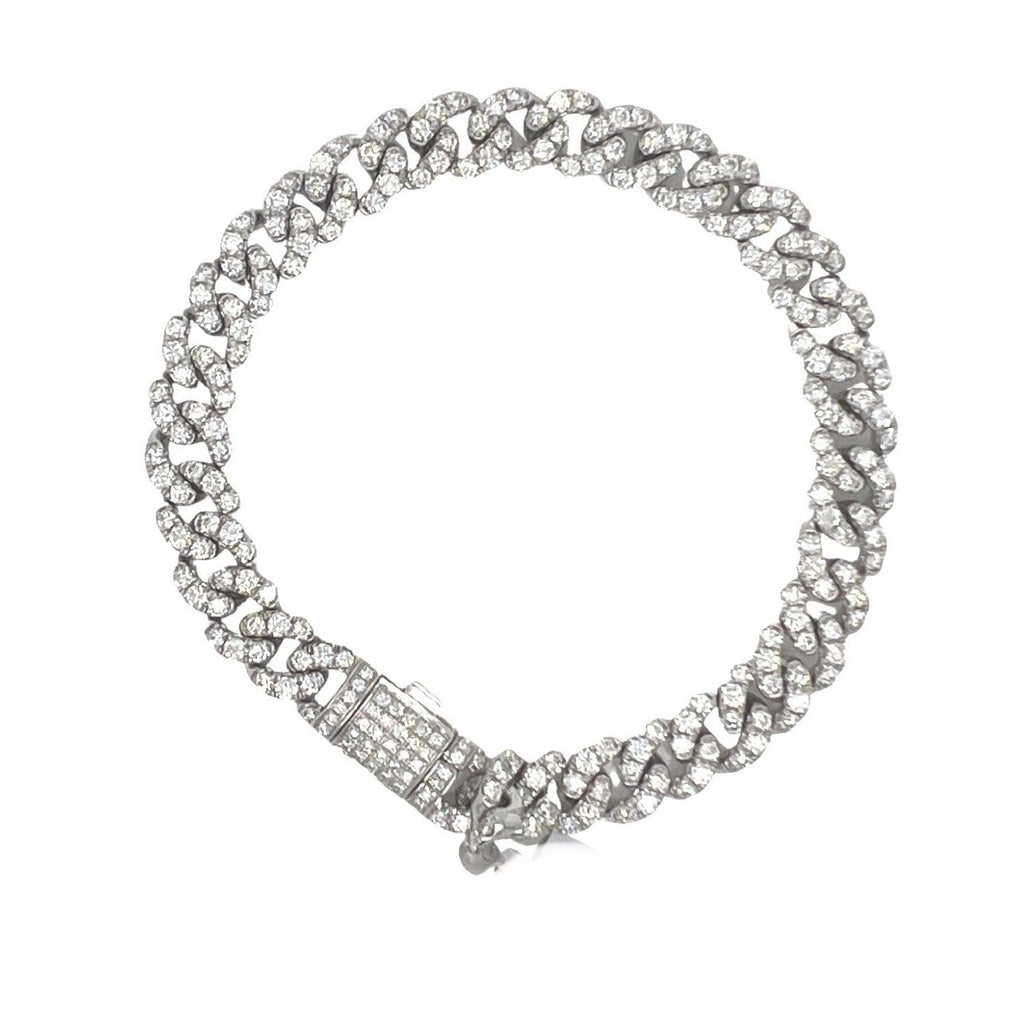 10K White Gold 8MM Miami Cuban Pave Diamond Bracelet 6.2 CT 8"