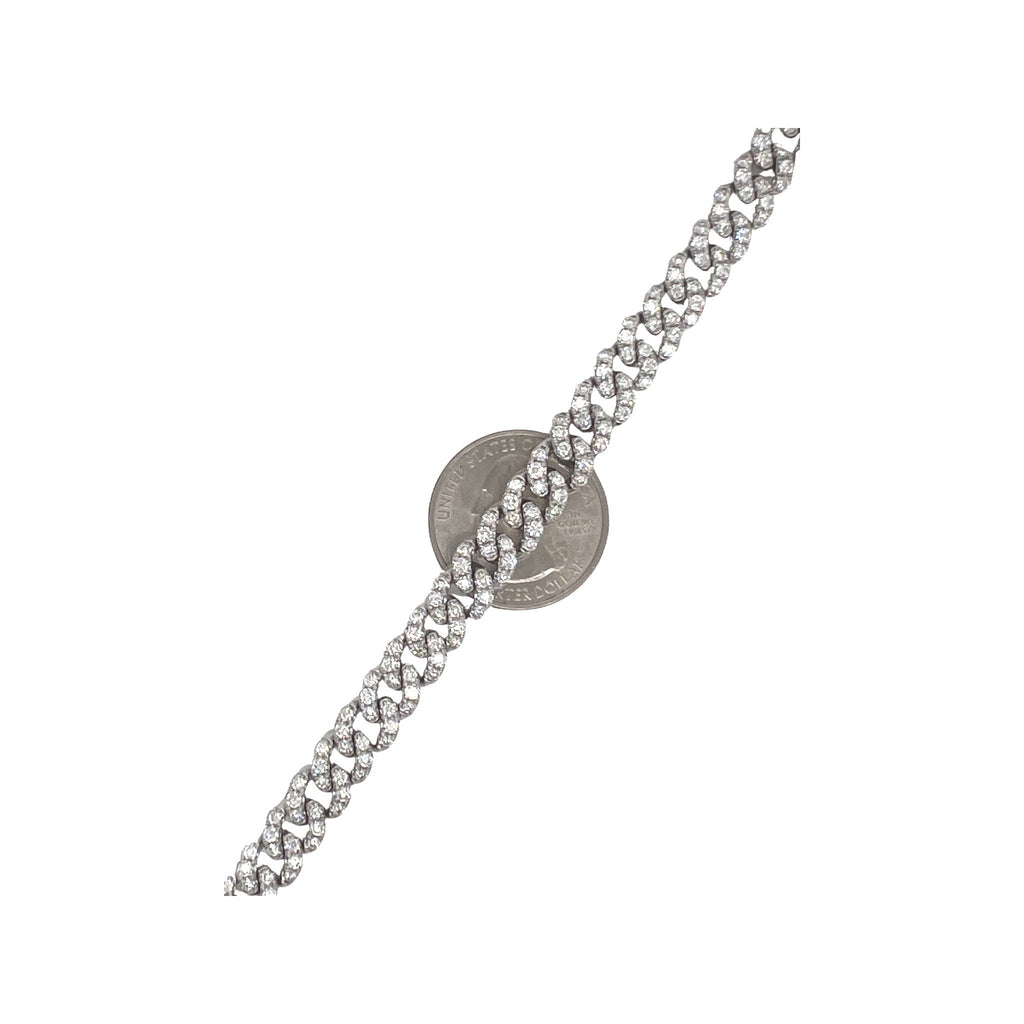 10K White Gold 8MM Miami Cuban Pave Diamond Bracelet 6.2 CT 8"