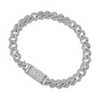 10K White Gold 9MM Miami Cuban Pave Diamond Bracelet 5.11 CT 8.5"