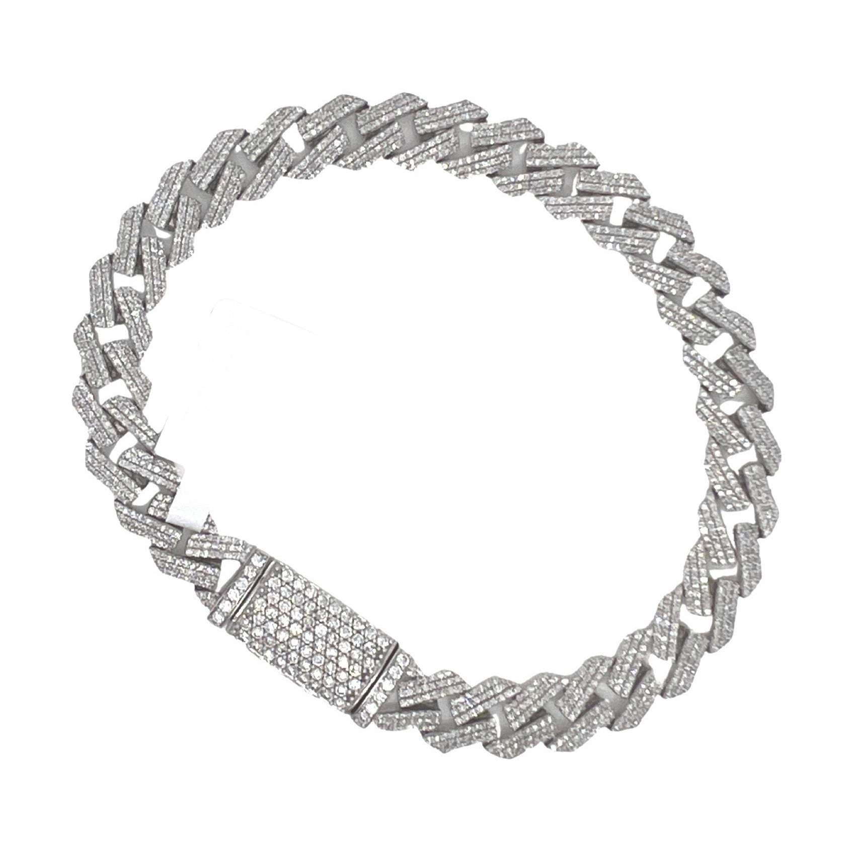 10K White Gold 9MM Miami Cuban Pave Diamond Bracelet 5.11 CT 8.5"