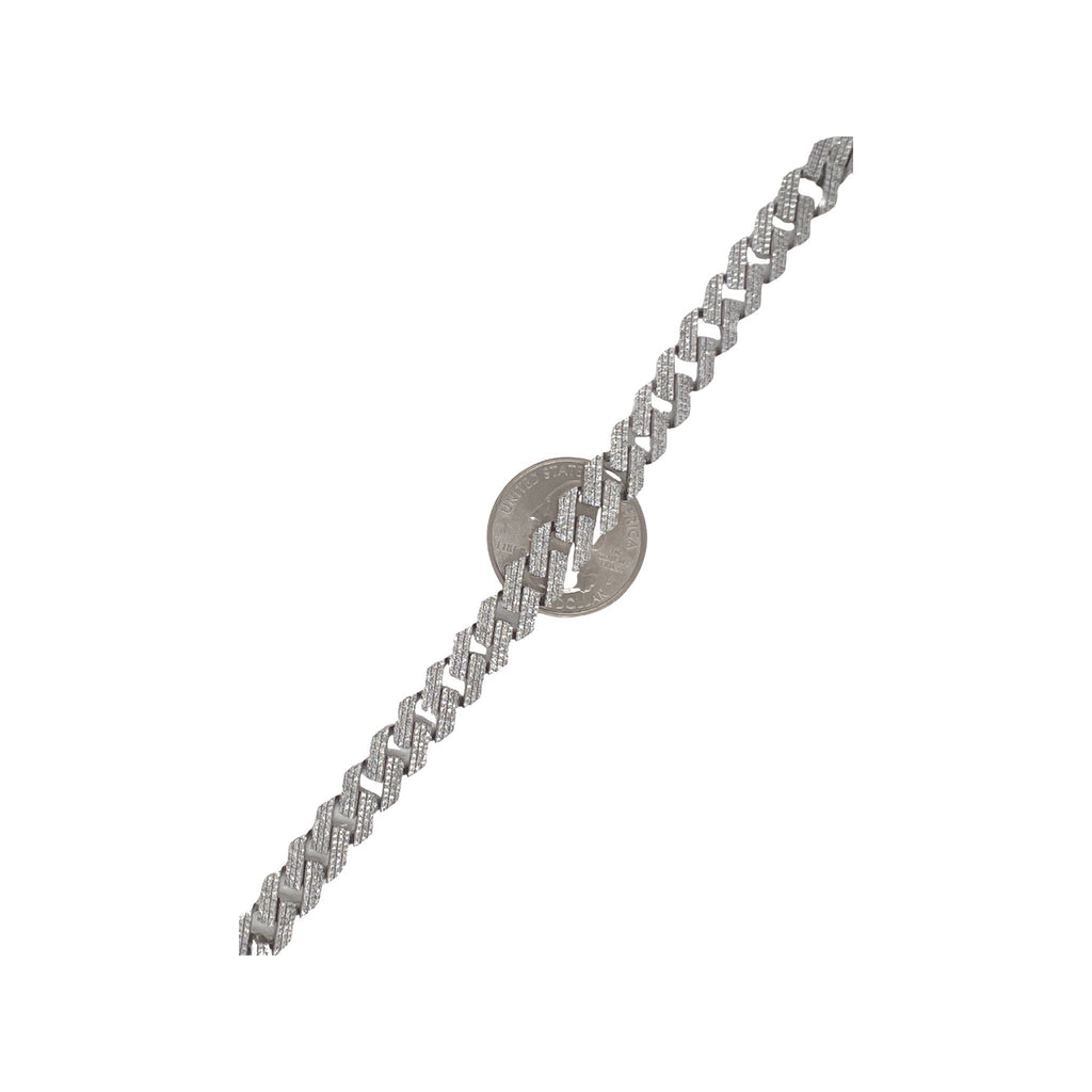 10K White Gold 9MM Miami Cuban Pave Diamond Bracelet 5.11 CT 8.5"