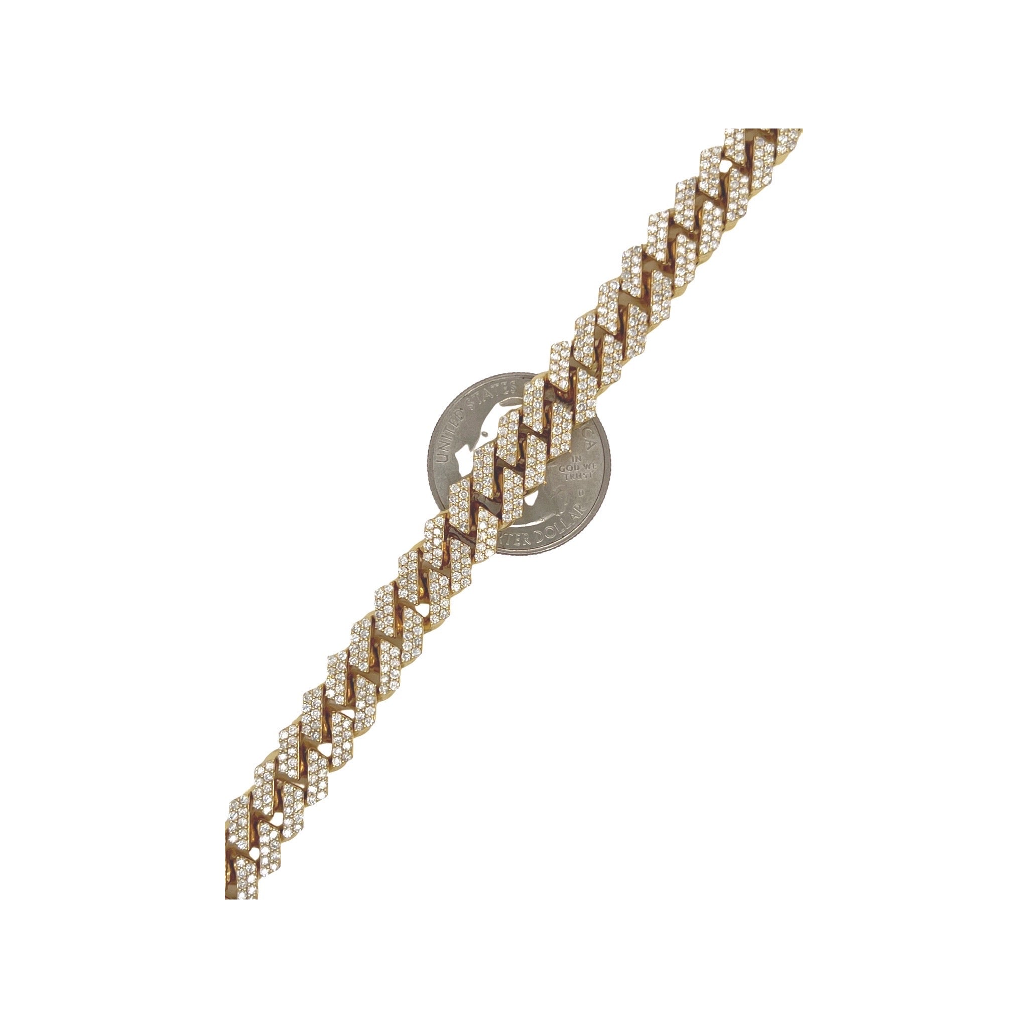 10K Yellow Gold 10MM Prong Set Miami Cuban Diamond Bracelet 7.0 CT 8"