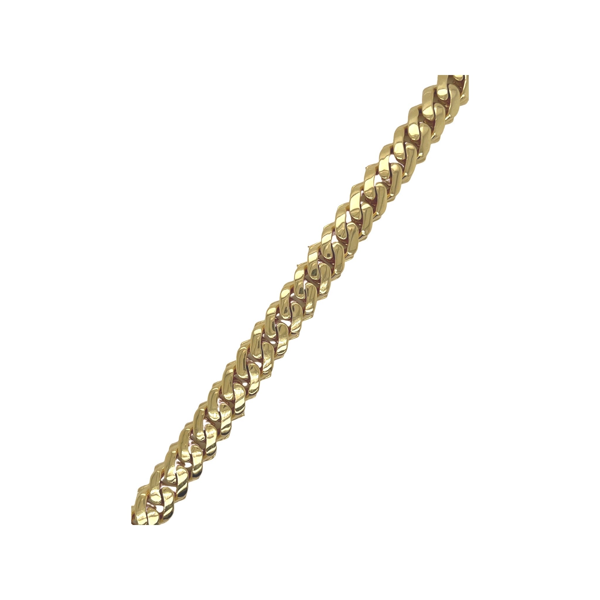 10K Yellow Gold 10MM Prong Set Miami Cuban Diamond Bracelet 7.0 CT 8"