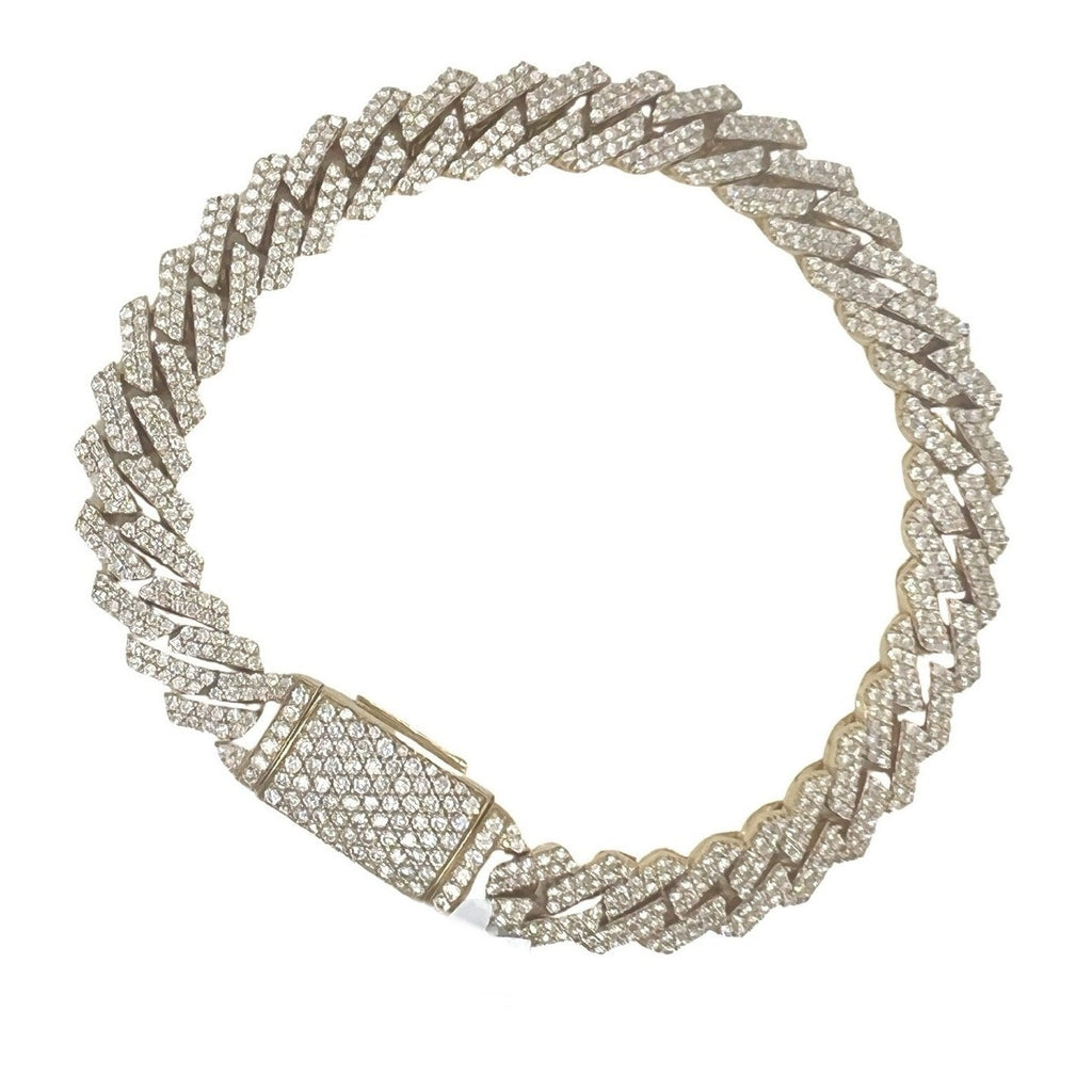 10K Yellow Gold 10.5MM Prong Set Miami Cuban Diamond Bracelet 8.16 CT 8.5"