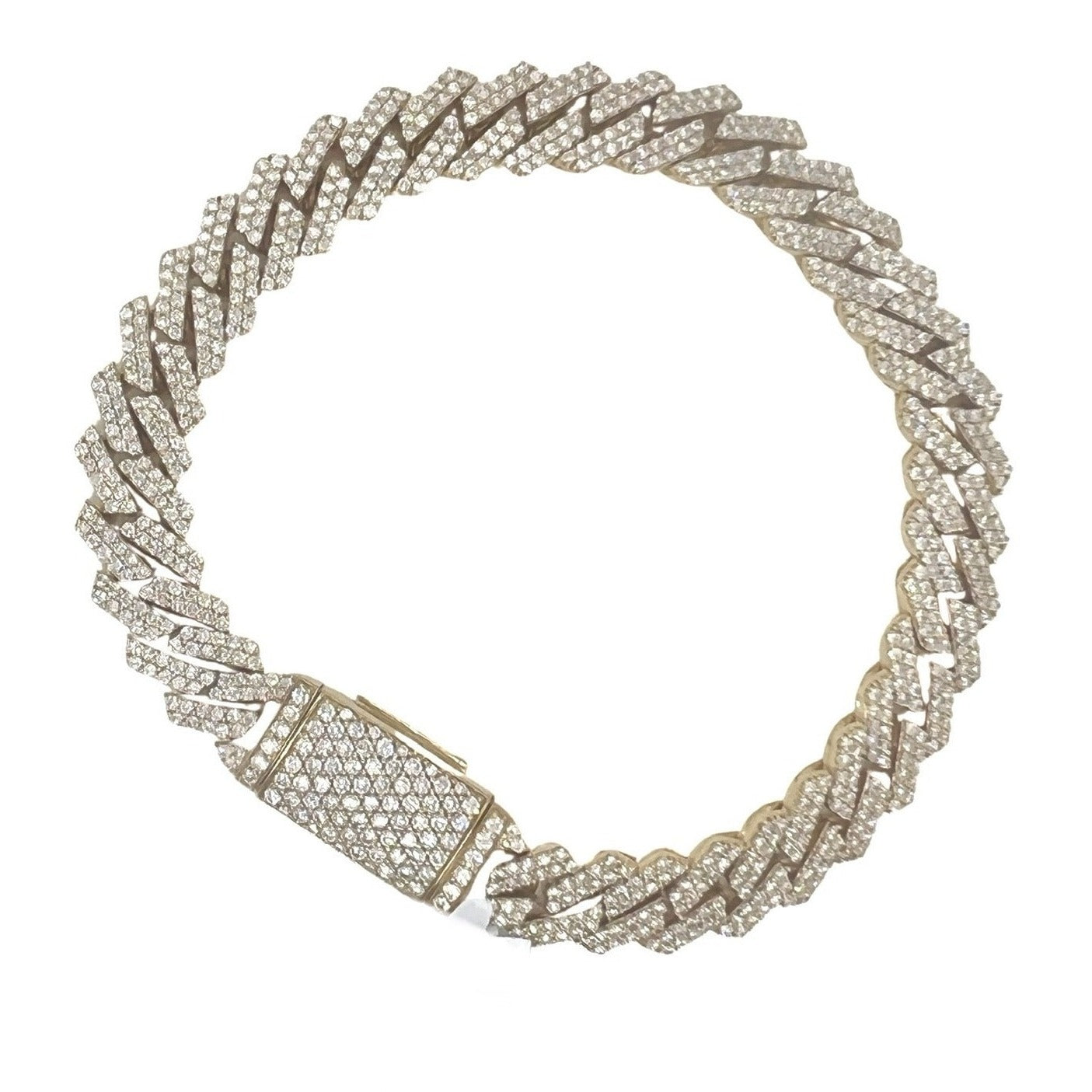 10K Yellow Gold 10.5MM Prong Set Miami Cuban Diamond Bracelet 8.16 CT 8.5"