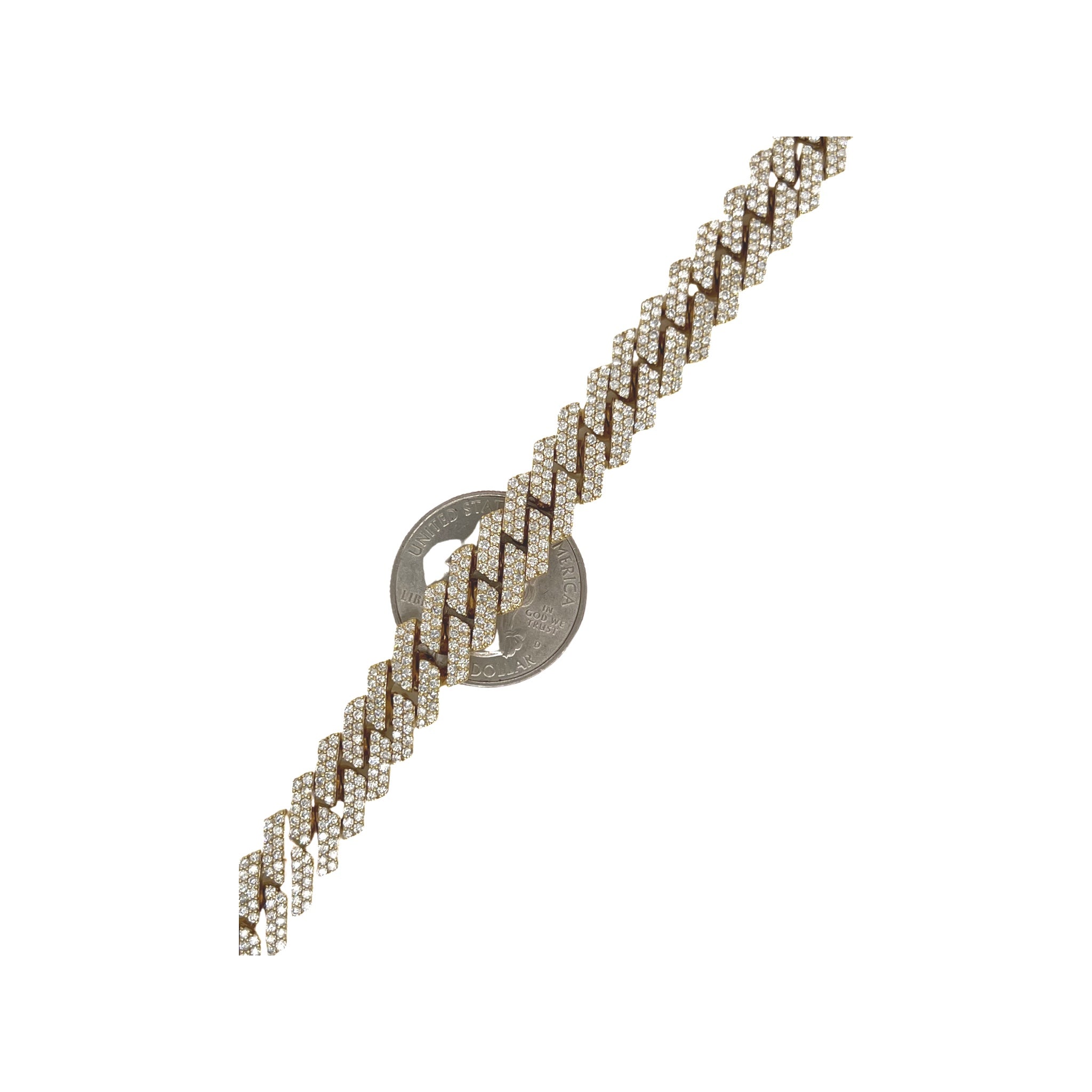 10K Yellow Gold 10.5MM Prong Set Miami Cuban Diamond Bracelet 8.16 CT 8.5"