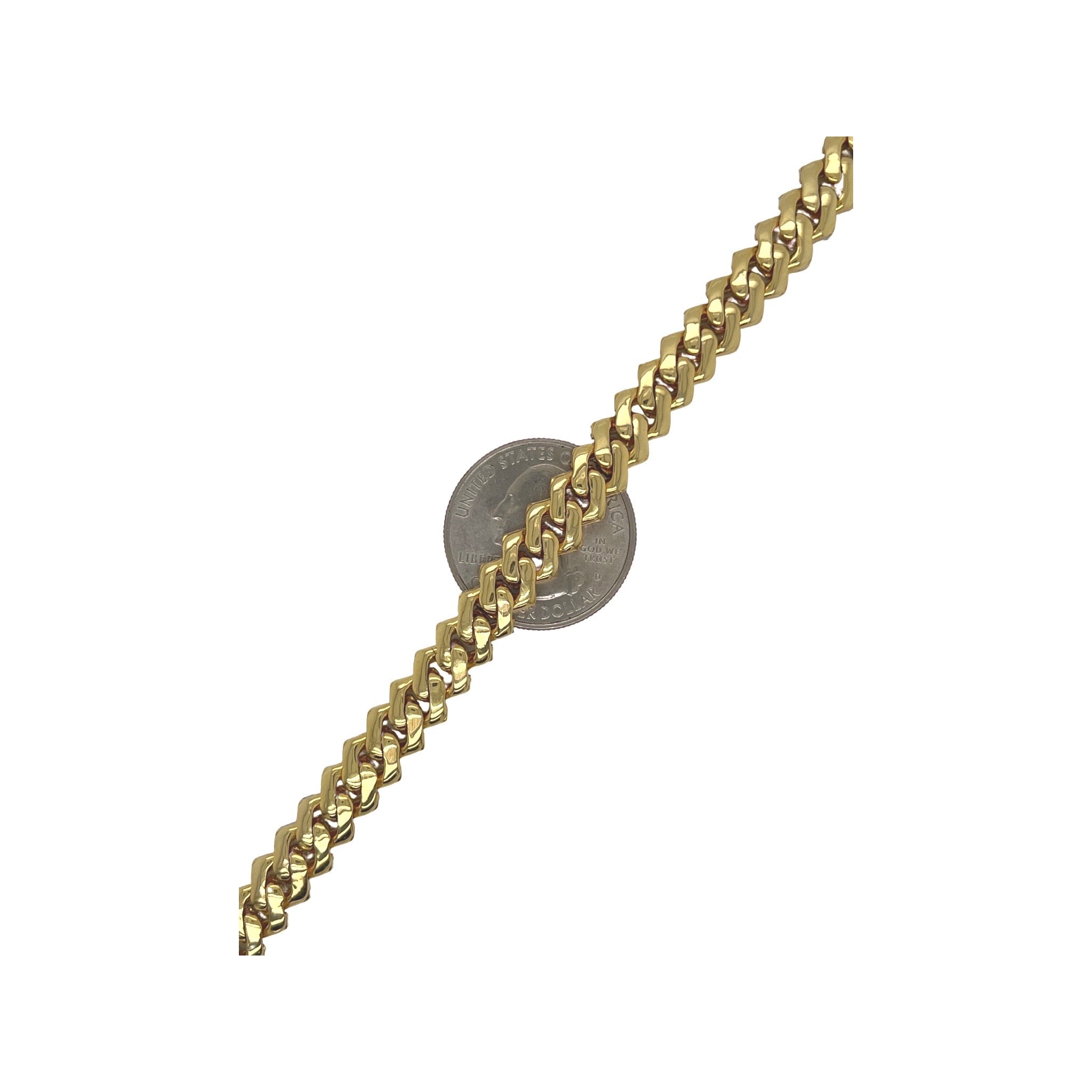 10K Yellow Gold 8.5MM Prong Set Miami Cuban Diamond Bracelet 5.48 CT 8.5"
