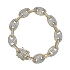 10K Yellow Gold 12MM Puff Mariner Link Diamond Bracelet 5.23 CT 8.5"