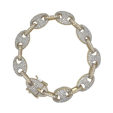 Load image into Gallery viewer, 10K Yellow Gold 12MM Puff Mariner Link Diamond Bracelet 5.23 CT 8.5&quot;
