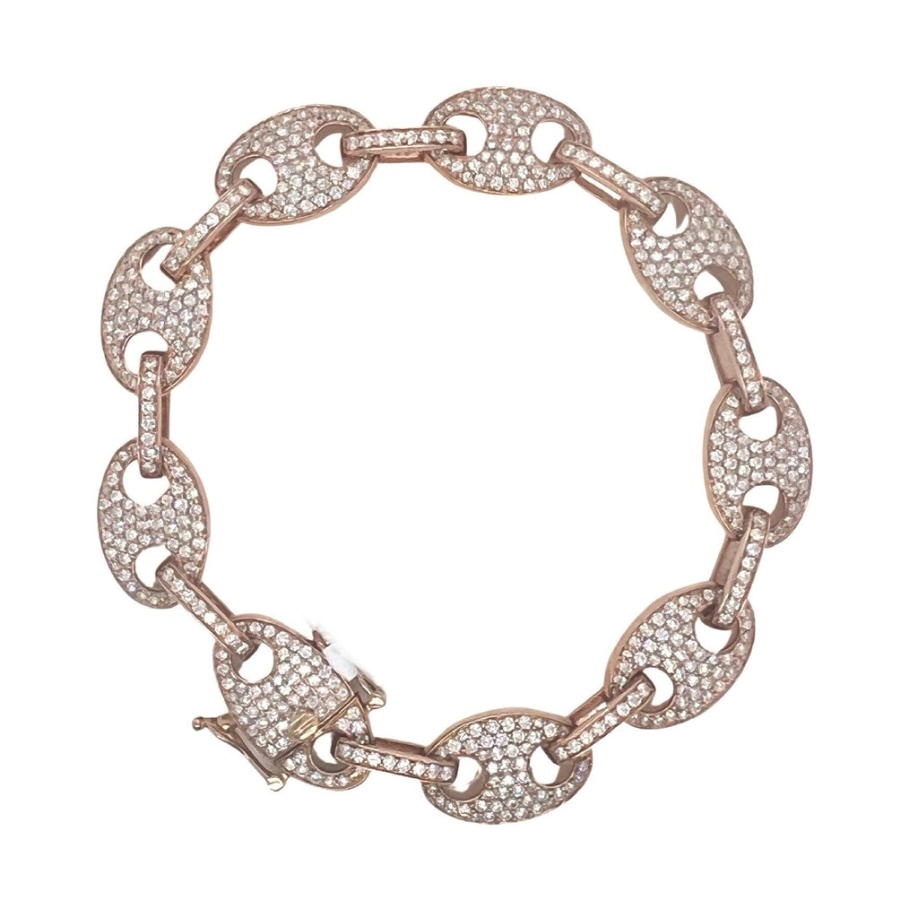 10K Rose Gold 12MM Puff Mariner Link Diamond Bracelet 5.3 CT 8.5"