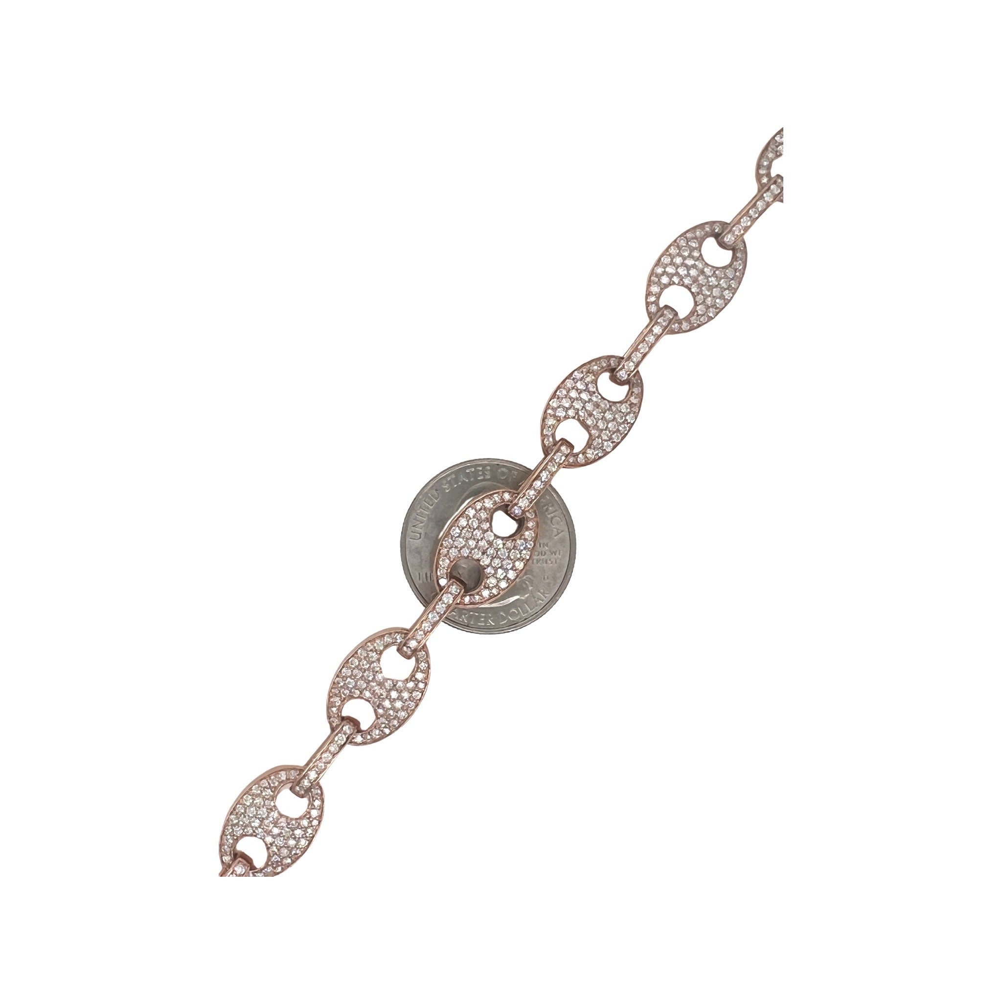 10K Rose Gold 12MM Puff Mariner Link Diamond Bracelet 5.3 CT 8.5"
