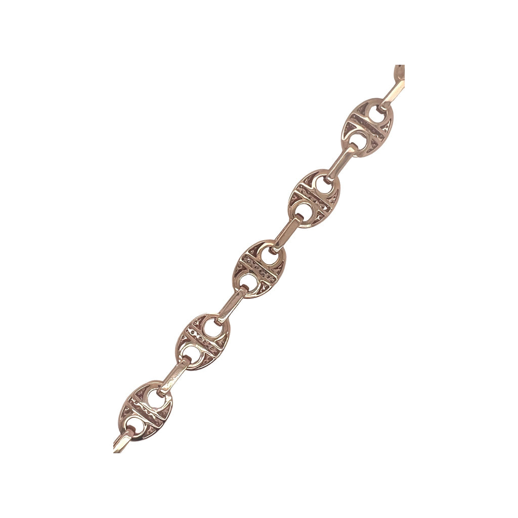 10K Rose Gold 12MM Puff Mariner Link Diamond Bracelet 5.3 CT 8.5"