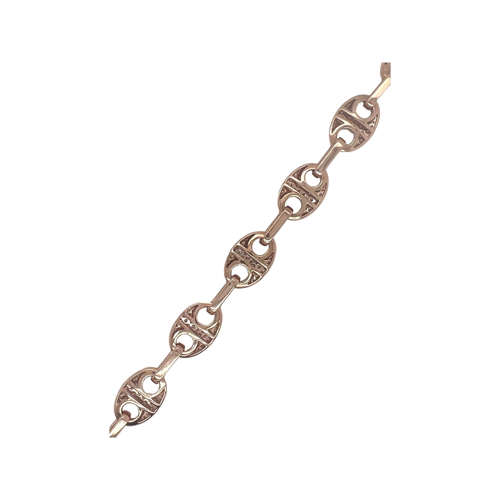 10K Rose Gold 12MM Puff Mariner Link Diamond Bracelet 5.3 CT 8.5"