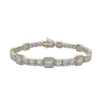14K Two-Tone Gold 9MM Tennis Baguette Diamond Bracelet 5.88 CT 8.5"