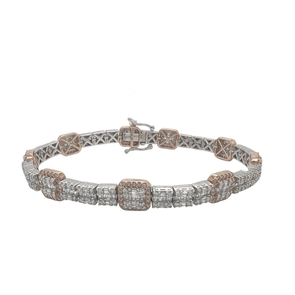 14K Two-Tone Gold 9MM Tennis Baguette Diamond Bracelet 5.88 CT 8.5"