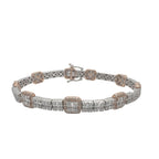 14K Two-Tone Gold 9MM Tennis Baguette Diamond Bracelet 5.88 CT 8.5"