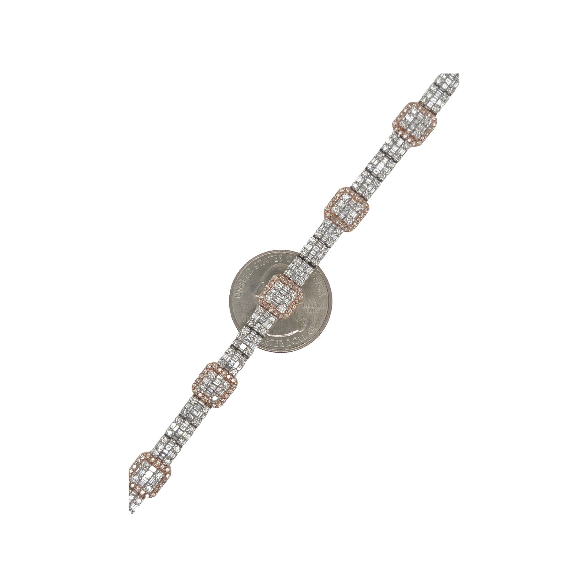 14K Two-Tone Gold 9MM Tennis Baguette Diamond Bracelet 5.88 CT 8.5"