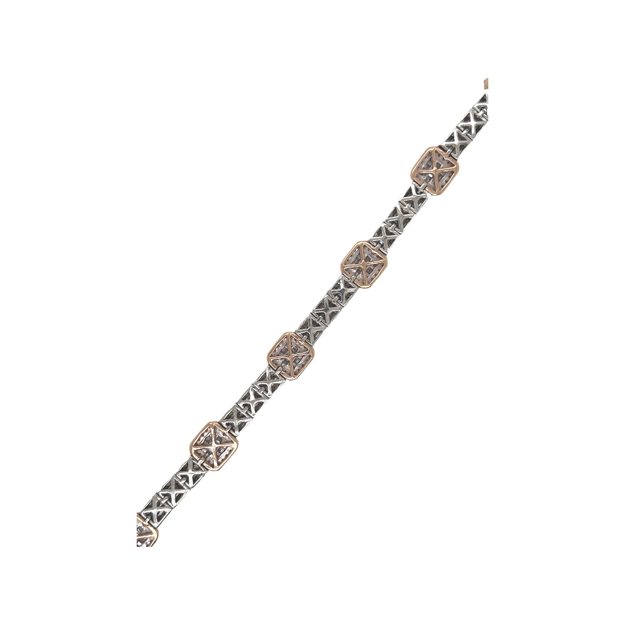 14K Two-Tone Gold 9MM Tennis Baguette Diamond Bracelet 5.88 CT 8.5"