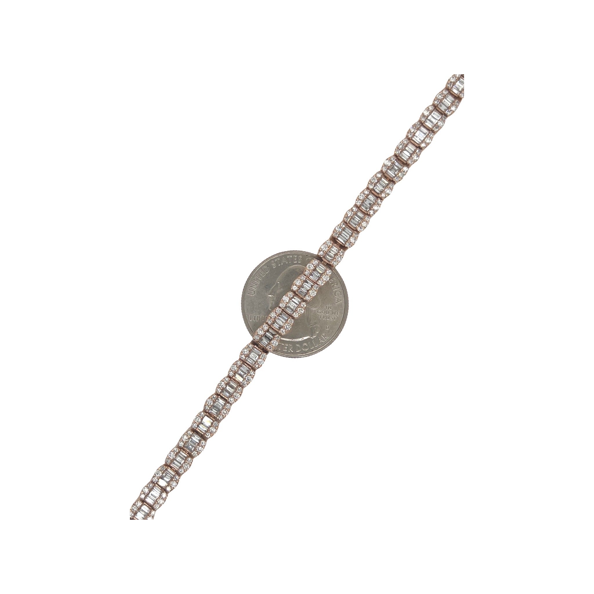 14K Rose Gold 5.75MM Tennis Baguette Diamond Bracelet 5.48 CT 8.5"