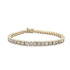14K Yellow Gold 5.75MM Tennis Baguette Diamond Bracelet 5.49 CT 8.5"