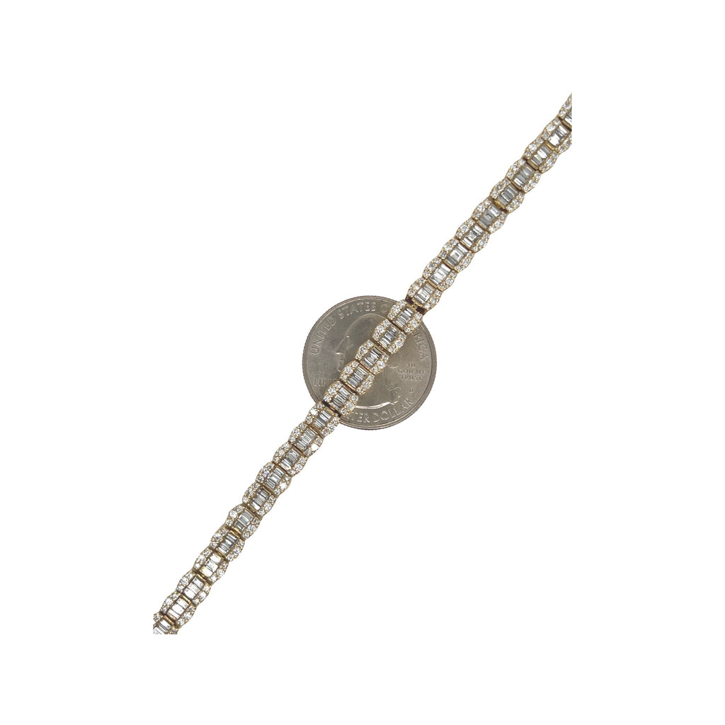 14K Yellow Gold 5.75MM Tennis Baguette Diamond Bracelet 5.49 CT 8.5"