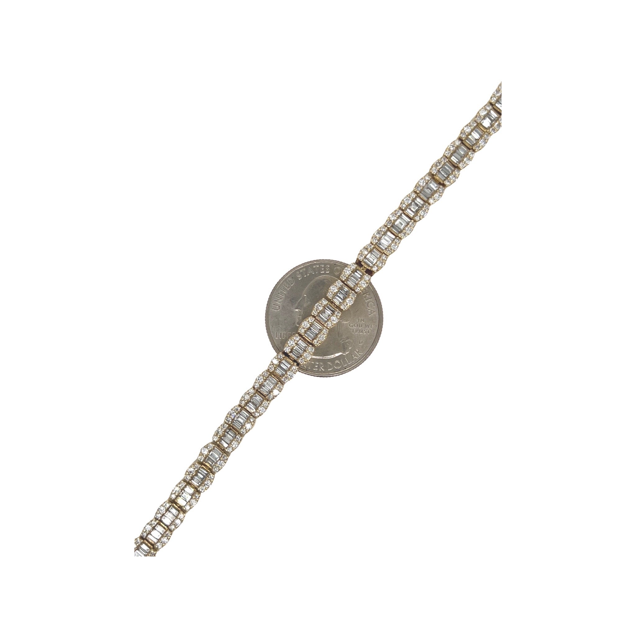 14K Yellow Gold 5.75MM Tennis Baguette Diamond Bracelet 5.49 CT 8.5"