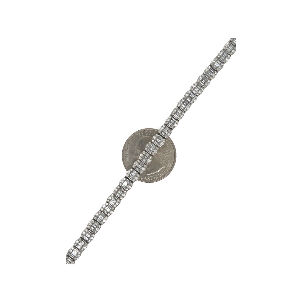 14K White Gold 5.75MM Tennis Baguette Diamond Bracelet 5.51 CT 8.5"