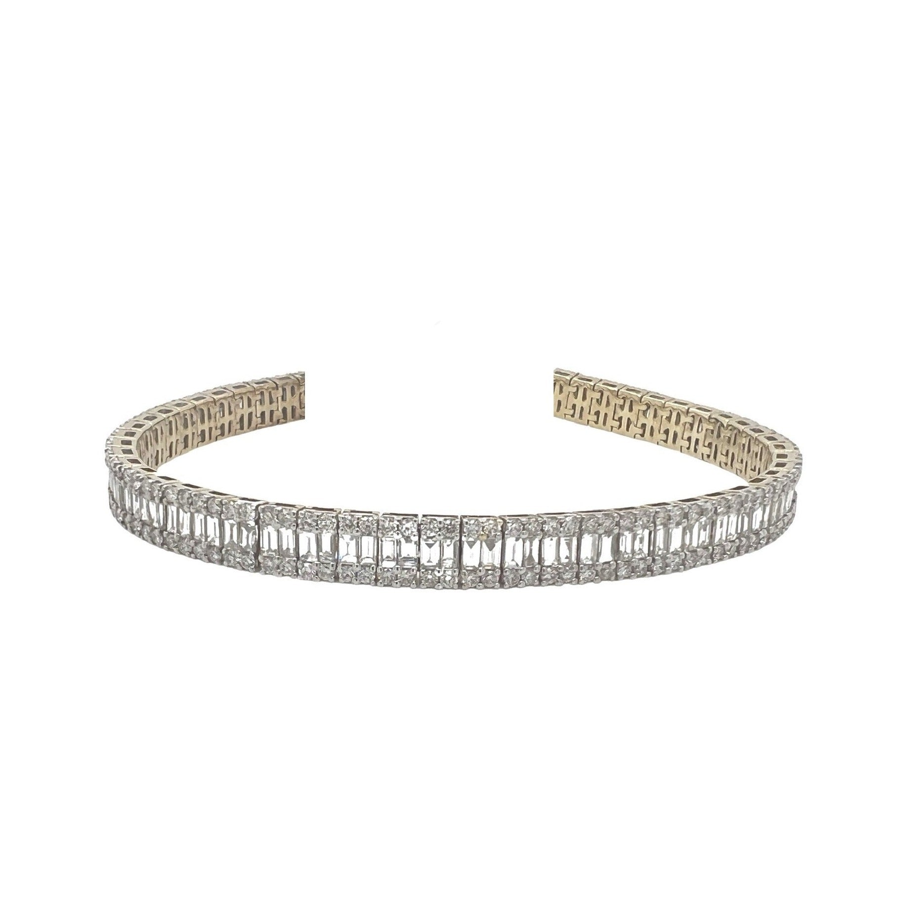 14K Yellow Gold 6.5MM Tennis Baguette Diamond Bracelet 10.0 CT 8"