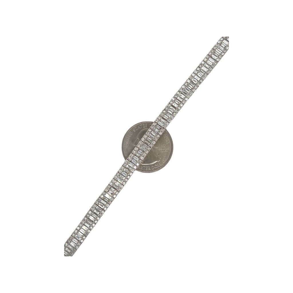 14K Yellow Gold 6.5MM Tennis Baguette Diamond Bracelet 10.0 CT 8"