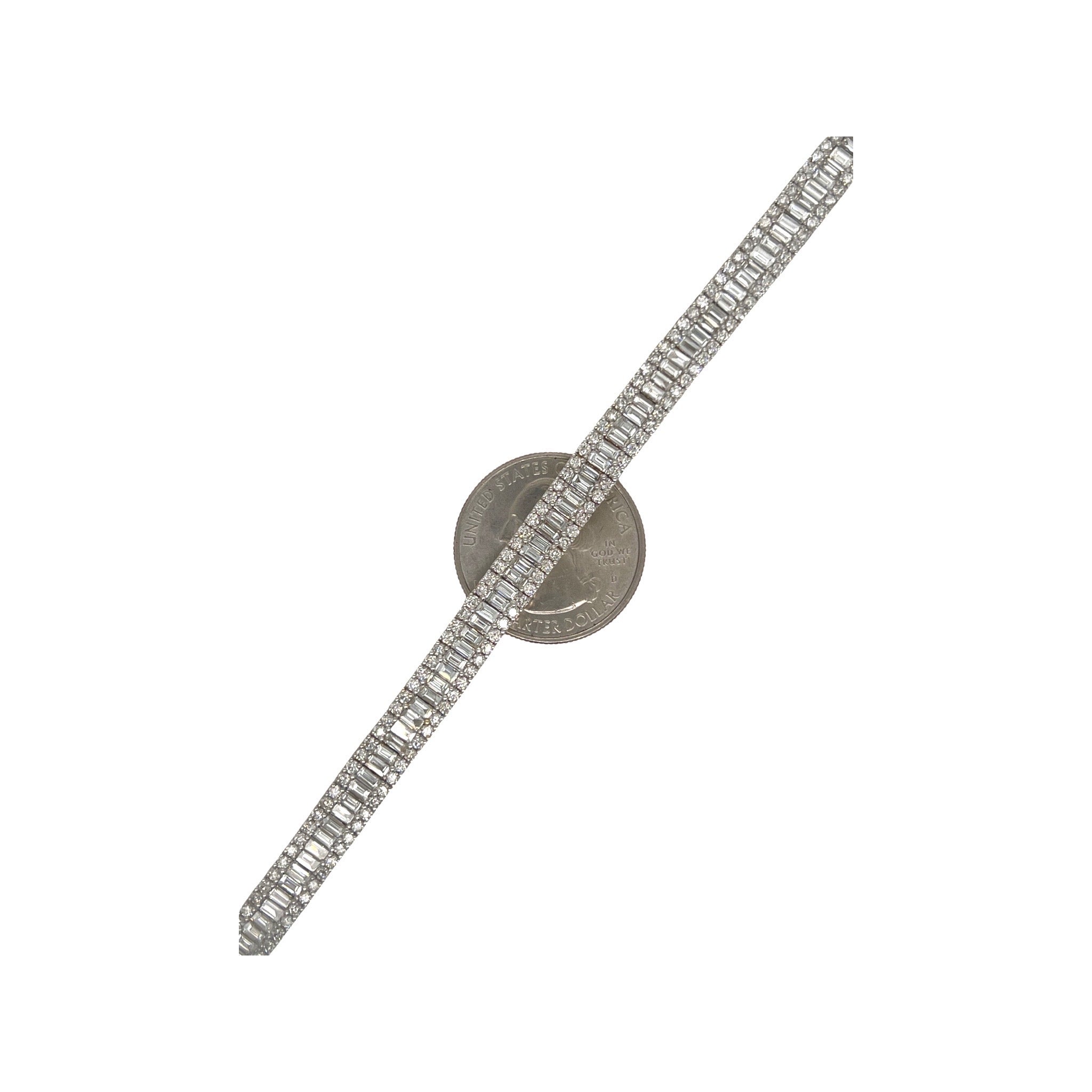 14K Yellow Gold 6.5MM Tennis Baguette Diamond Bracelet 10.0 CT 8"