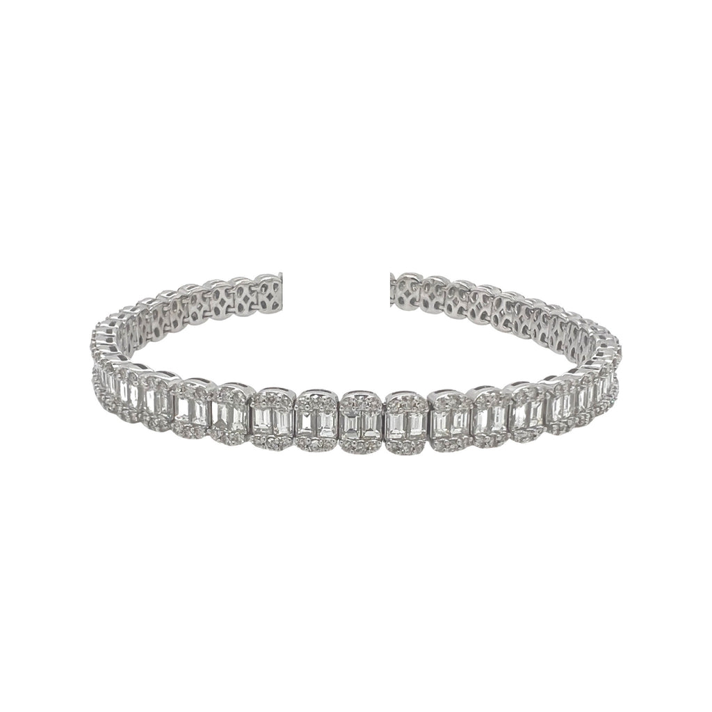 14K White Gold 6.5MM Tennis Baguette Diamond Bracelet 10.0 CT 8"